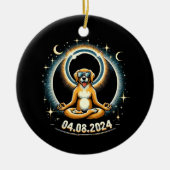 2024 Zonsverduistering Hond Keramisch Ornament (Voorkant)
