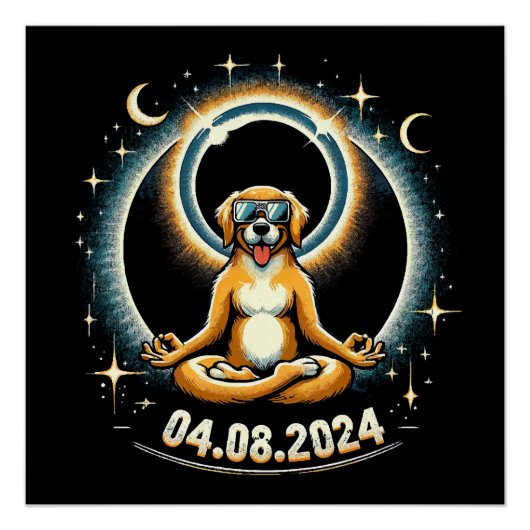 2024 Zonsverduistering Hond Perfect Poster (Voorkant)