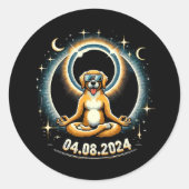 2024 Zonsverduistering Hond Ronde Sticker (Voorkant)
