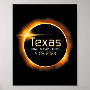 2024 Zonsverduistering Texas USA Totaliteit Poster