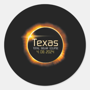 2024 Zonsverduistering Texas USA Totaliteit Ronde Sticker