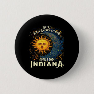 2024 Zonsverduistering Totaal Hemelvaart Evenement Ronde Button 5,7 Cm