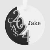 2024 Zwart en Zilver Afstuderen Foto Ornament (achterkant)