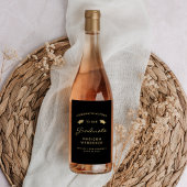 2024 Zwart Goud Script Pet Afstuderen Wijn Etiket