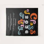 2024 Zwart Retro Custom Graduation Party Achtergro Wandkleed (Voorkant (horizontaal))