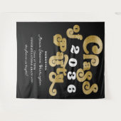 2024 Zwart Retro Custom Graduation Party Achtergro Wandkleed (Voorkant (horizontaal))