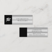 2024 Zwart |Silver Afstudeerder Pet Afstuderen inv Mini Visitekaartje (Voorkant / Achterkant)