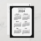 2024 Zwarte 6-maandenkalender van Janz Briefkaart (Voorkant / Achterkant)