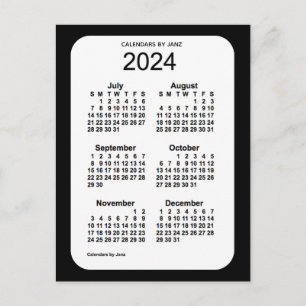 2024 Zwarte 6-maandenkalender van Janz Briefkaart