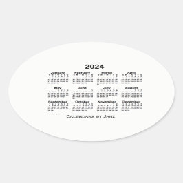 2024 Zwarte en Witte Agenda van Janz Oval Sticker