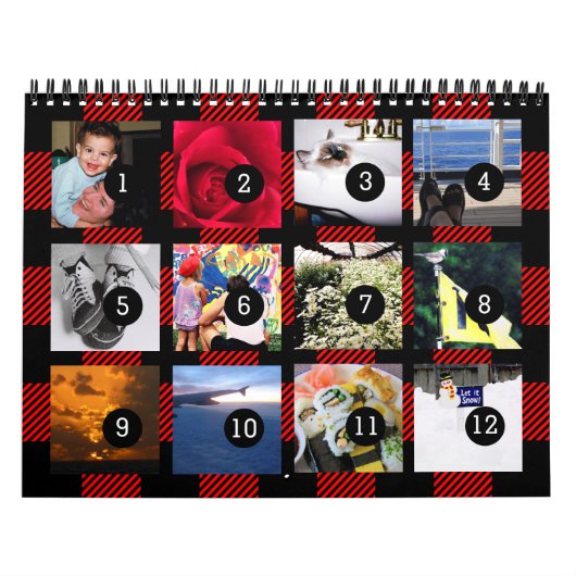 2025 12 van uw eigen fotokalender Buffalo Check Kalender (Hoes)