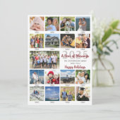 2025 18 Photo Collage Captions 2026 Calendar Feestdagenkaart (Staand voorkant)