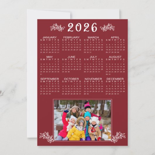 2025 18 Photo Collage Captions 2026 Calendar Feestdagenkaart (Achterkant)