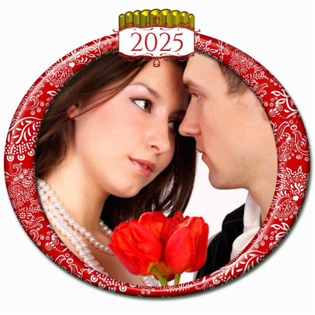 2025 1e Kerstfoto Kerst Ornament Fotobeeldje Ornament (Voorkant)