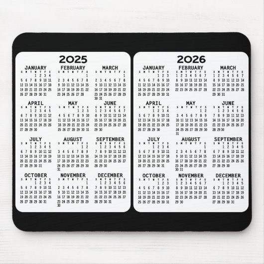 2025 2026 - 2 jaar Kalender - jaar uitzicht Muismat (Voorkant)