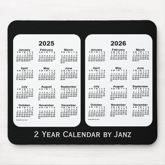 2025-2026 2 jaar zwart-wit agenda van Janz Muismat (Voorkant)