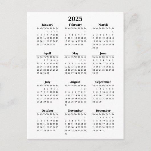 2025 - 2026 Basisjaarkalender Briefkaart (Voorkant)