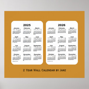 2025-2026 Gold 2 Year Wall Calendar van Janz Poster