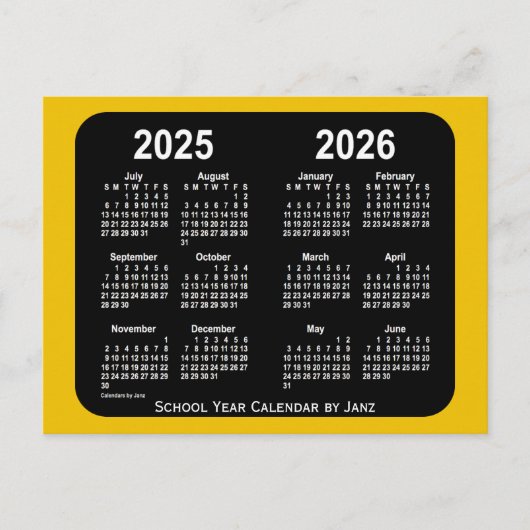 2025-2026 Gold Neon Mini School Agenda van Janz Briefkaart (Voorkant)