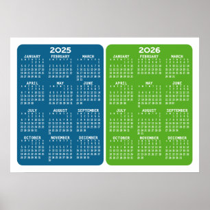 2025 2026 Kalender - Basis Minimaal 2 jaar Poster