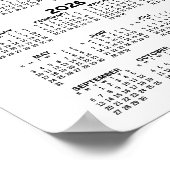 2025 2026 Kalender - Basis Minimaal Zwart en Wit Poster (Hoek)
