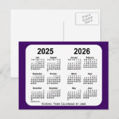 2025-2026 Paarse schoolagenda van Janz Briefkaart (Voorkant / Achterkant)