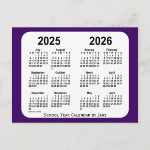 2025-2026 Paarse schoolagenda van Janz Briefkaart