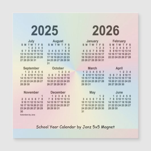 2025-2026 Schoolagenda voor de regenboog van Janz (Voorkant)