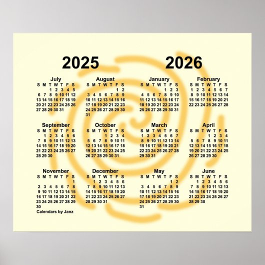 2025-2026 Schooljaar-agenda Sunny Days van Janz Poster (Voorkant)