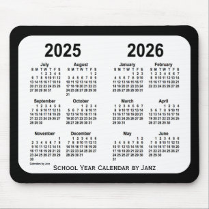 2025-2026 Schoolkalender voor zwart-wit door Janz Muismat