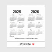 2025-2026 Transparante agenda van Janz Sticker (Vel)