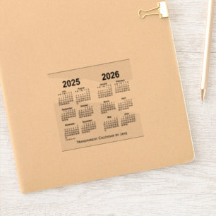2025-2026 Transparante agenda van Janz Sticker