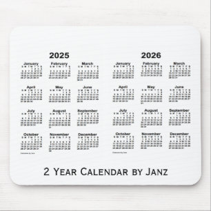 2025-2026 Witte kalender 2 jaar door Janz Mousepad Muismat