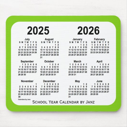 2025-2026 Yellow Green School Agenda van Janz Muismat (Voorkant)