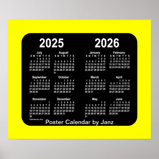 2025-2026 Yellow Neon School Agenda van Janz Poster (Voorkant)