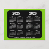 2025-2026 Yellowgreen Neon School Calendar van Jan Briefkaart (Voorkant)