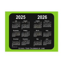 2025-2026 Yellowgreen Neon School Calendar van Jan
