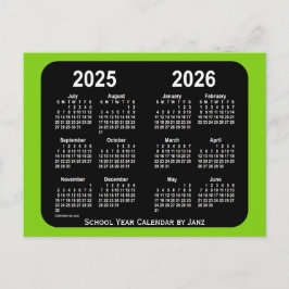 2025-2026 Yellowgreen Neon School Calendar van Jan Briefkaart