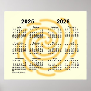 2025-2026 Zonnige Dagen Schooljaar Kalender van Ja Poster