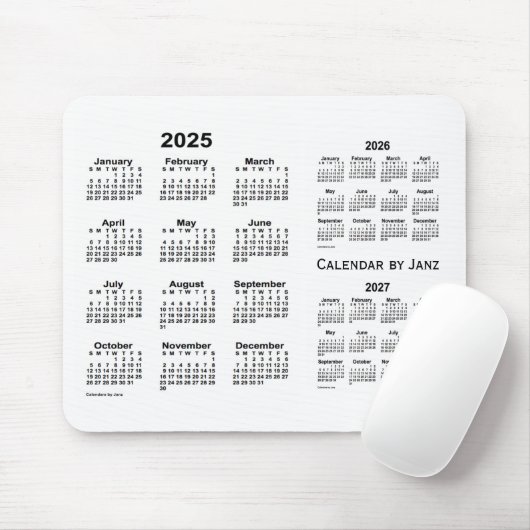 2025-2027 Witte agenda van 3 jaar van Janz Muismat (Met muis)