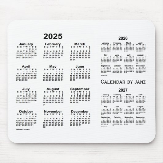 2025-2027 Witte agenda van 3 jaar van Janz Muismat (Voorkant)