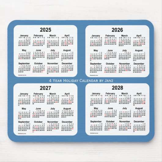 2025-2028 Steel Blue Holiday Agenda van Janz Muismat (Voorkant)