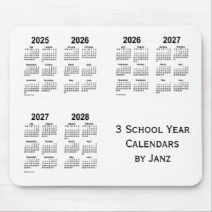 2025-2028 White 3 School Year Calendars van Janz Muismat