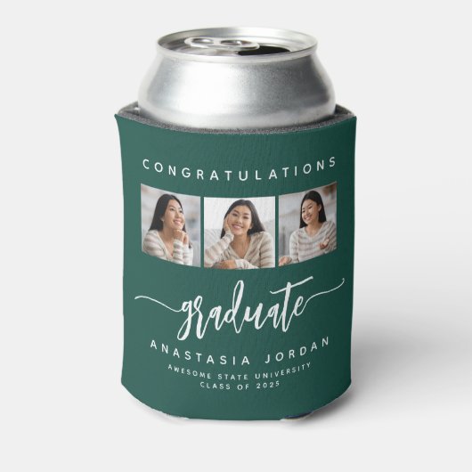 2025 3-foto Groen Gefeliciteerd Afstuderen Blikjeskoeler (Blikje Achterkant)