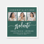 2025 3-foto Groen Gefeliciteerd Afstuderen Servet (Voorkant)