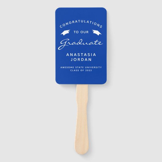 2025 Aangepaste Foto Blauw Wit Afstuderen Handwaaier (Voorkant)