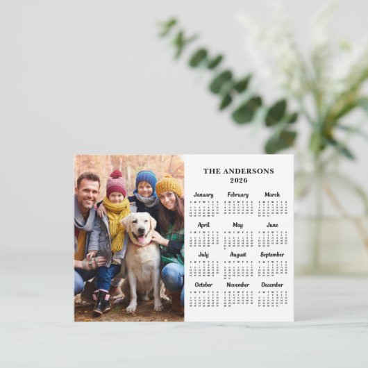 2025 Aangepaste Foto Eenvoudige Familie 12 Maand K Feestdagenkaart (Staand voorkant)