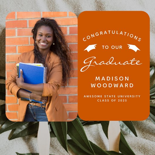 2025 Aangepaste foto gebrand Sinaasappel wit Afstu Handwaaier