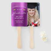 2025 Aangepaste Foto Magenta Metallic Afstuderen Handwaaier (Voorkant en achterkant)