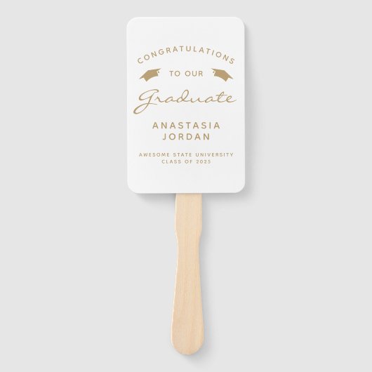 2025 Aangepaste Foto Wit Goud Afstuderen Handwaaier (Voorkant)